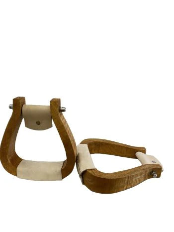 Showman ® Curved wooden stirrup with leather tread