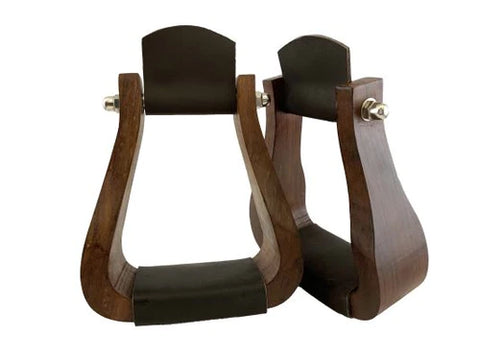 Showman ® Teak Wood stirrup with leather foot pad